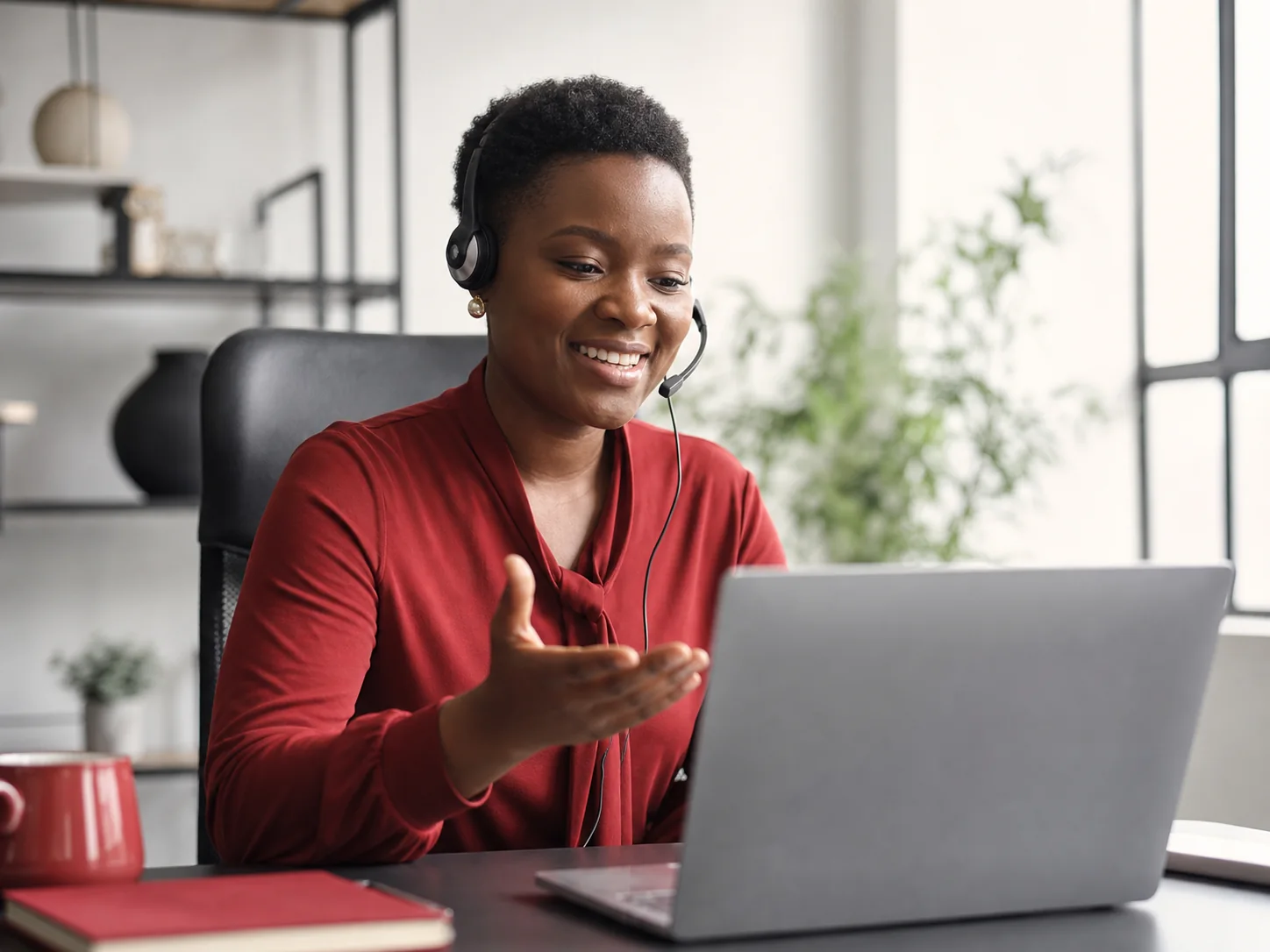 Support specialist helping a customer online